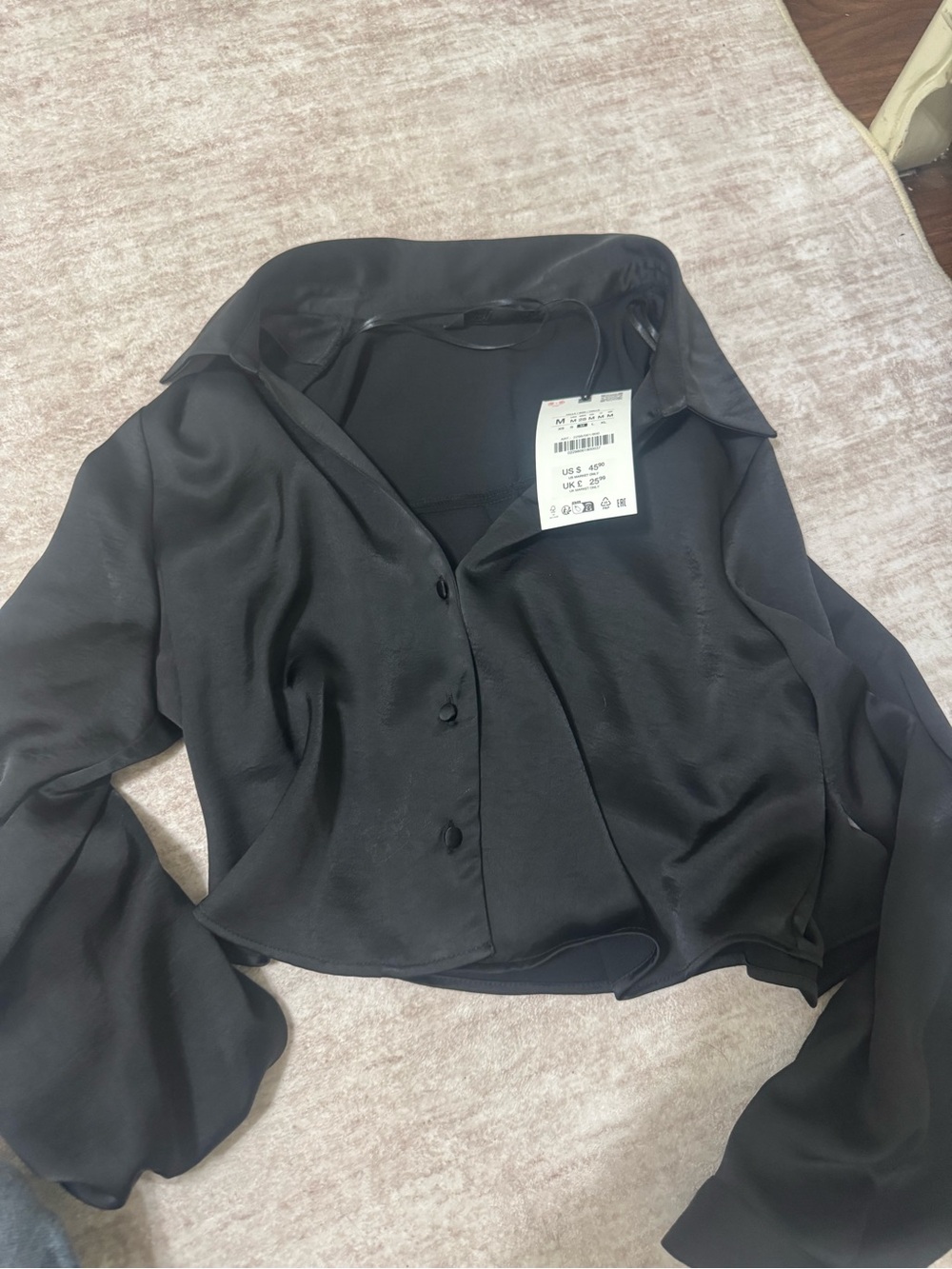Zara satin effect button down shirt size medium nwt - Picture 3 of 4